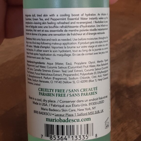 Mario Badescu Skin Care Facial Spray with Aloe Cucumber And Green Tea 4 Fl Oz - Picture 5 of 5